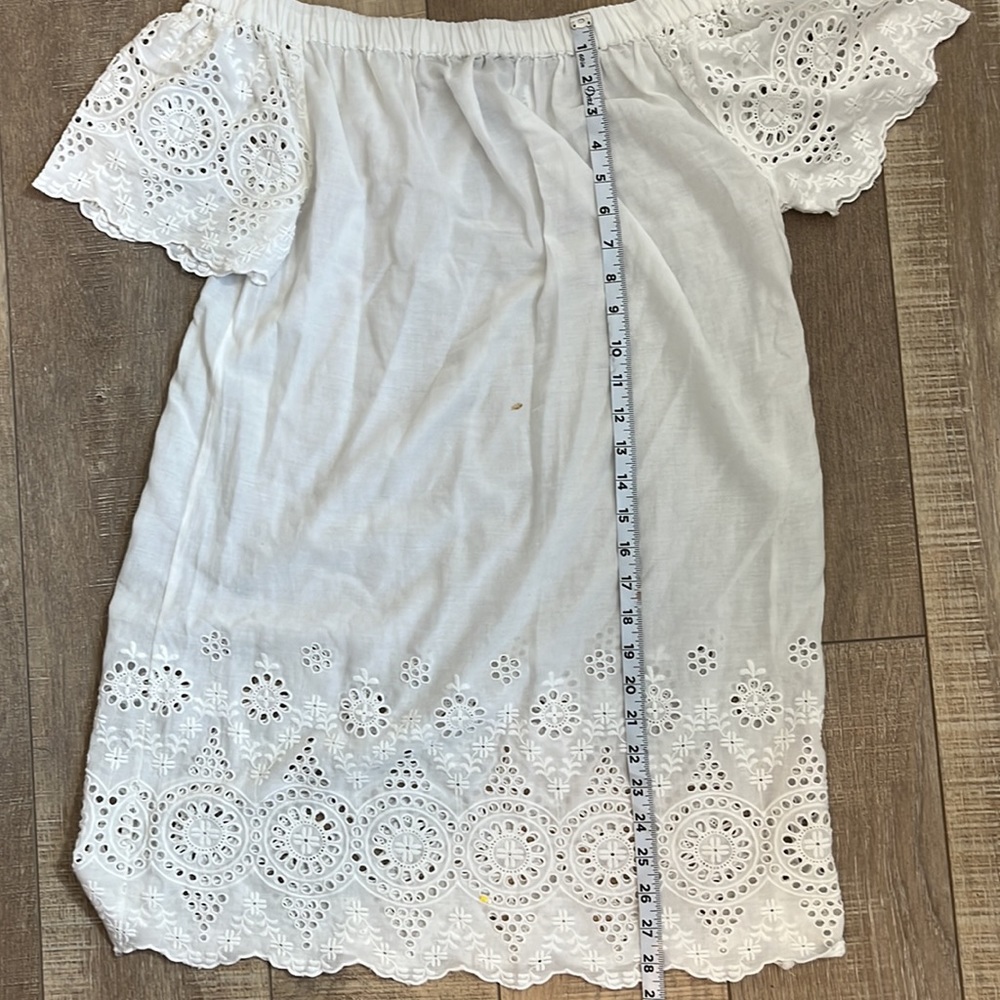 Lauren Ralph Lauren off the shoulder white dress eyelet detail sz S - Picture 8 of 9